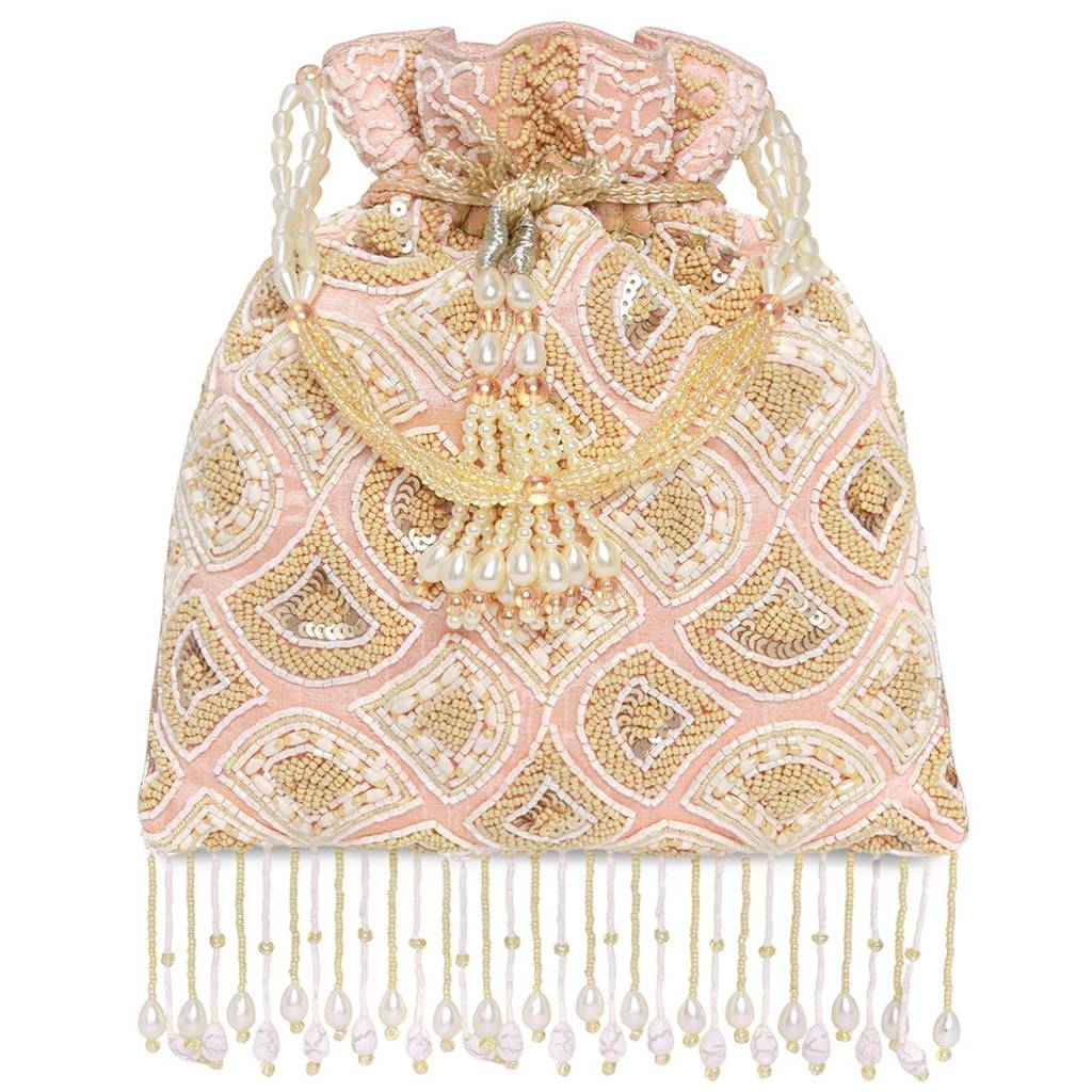 Potli Bags For Women Evening Bag Clutch Ethnic Bride Purse With Drawstring (P37Bl) : P37PK-1
