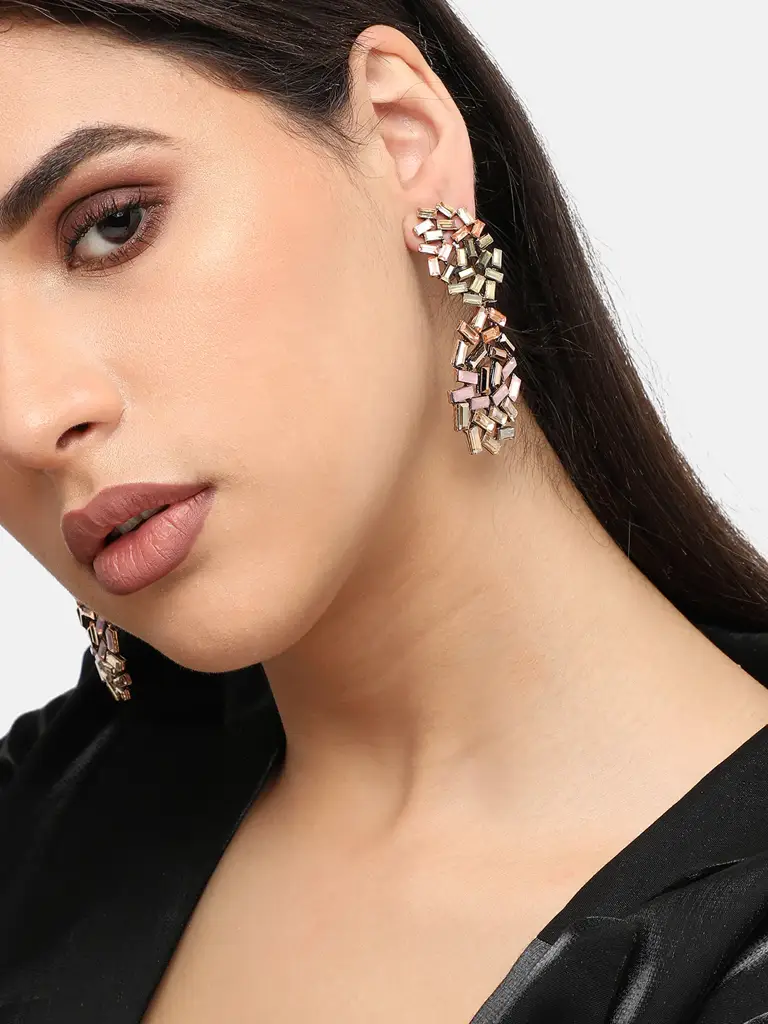 Shanika-Gold Plated Designer Stone Party Drop Earring For Women : SOHEAR4816