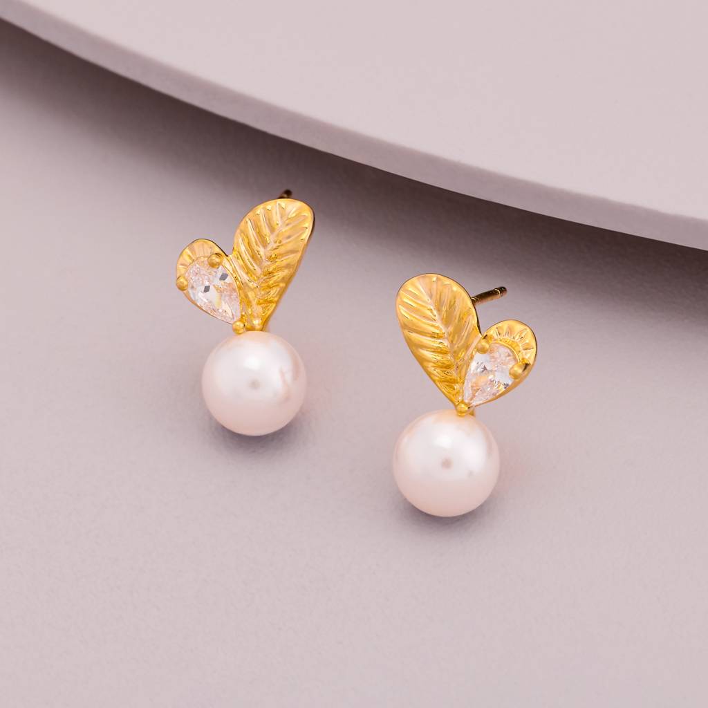 Pearl Gold - Plated Casual Wear Trendy Zircon Earring - 464637 : 464637