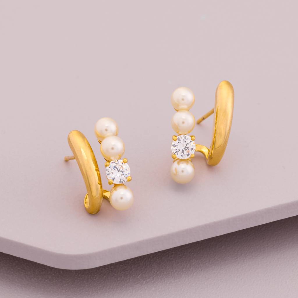 Pearl Gold - Plated Casual Wear Trendy Zircon Earring - 464676 : 464676