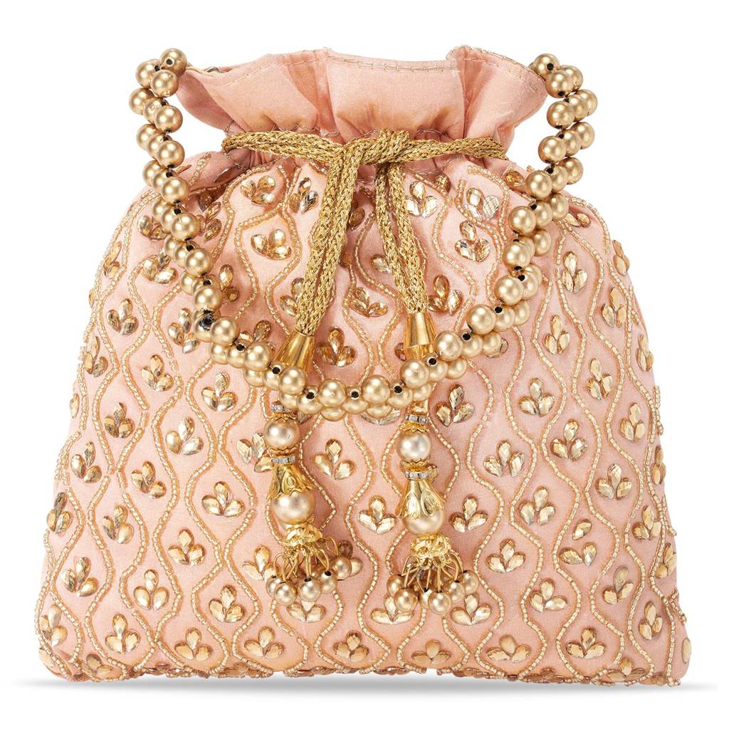 Potli Purses For Women Handmade Evening Handbag Stylish Bridal Fashion Wristlet Bag For Girls (P27B) : P27PCH