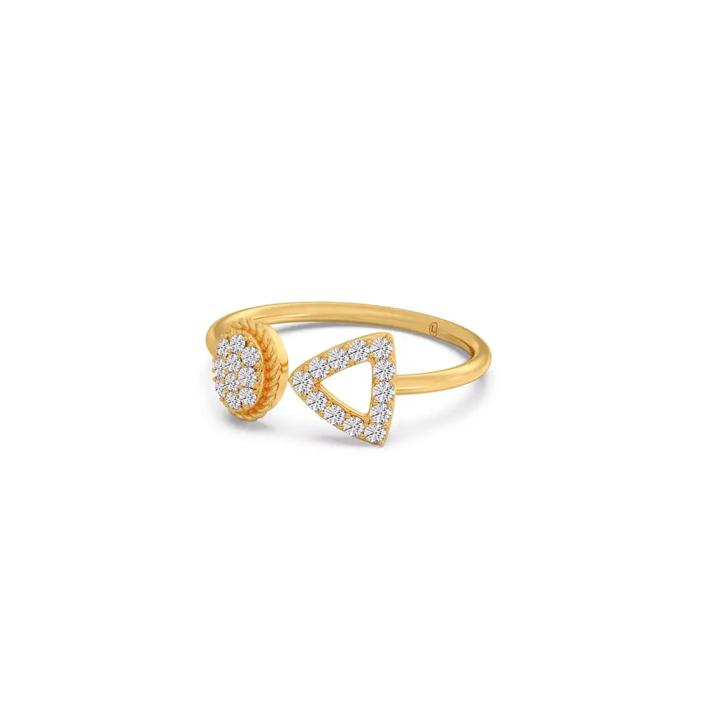 The Triangle And Oval Open Diamond Ring : LJ-R00869-09YGLGD-10