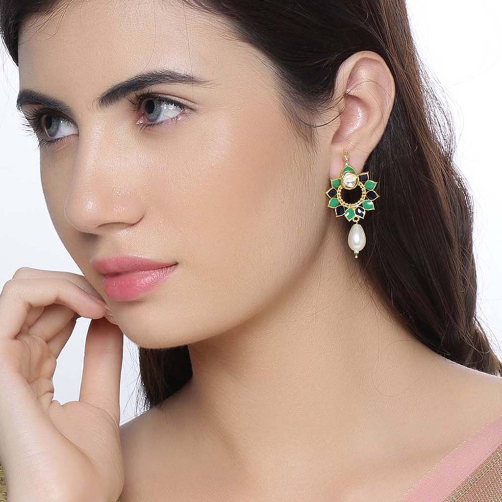 Manmayi Pearl Drop Earrings : 8907617979359
