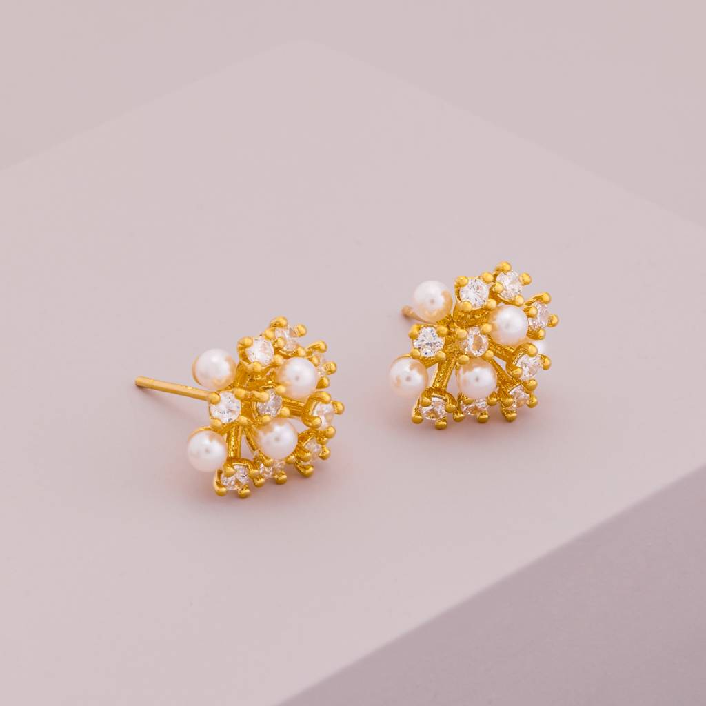 Pearl Gold - Plated Casual Wear Trendy Zircon Earring - 464639 : 464639