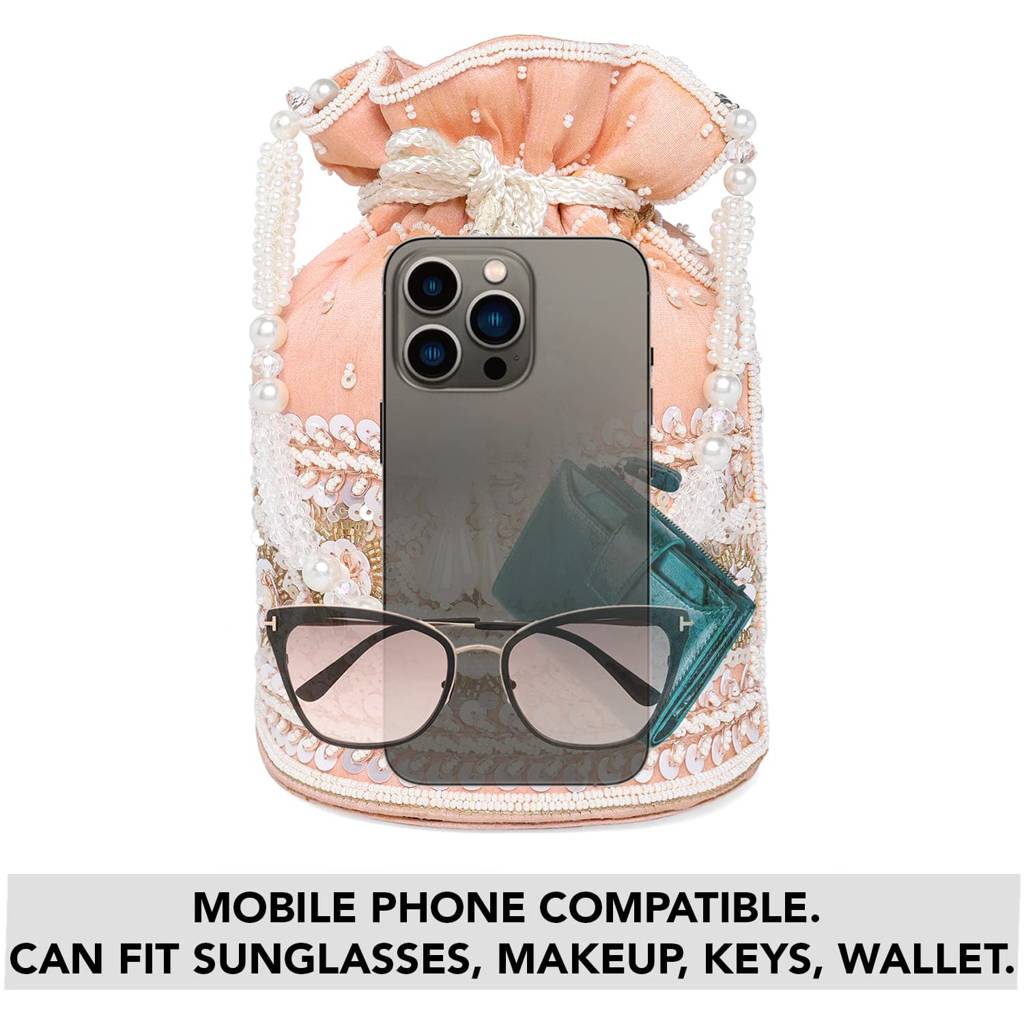 Potli Purses For Women Handmade Evening Handbag Stylish Bridal Fashion Wristlet Bag For Girls (P46Br) : P46PCH