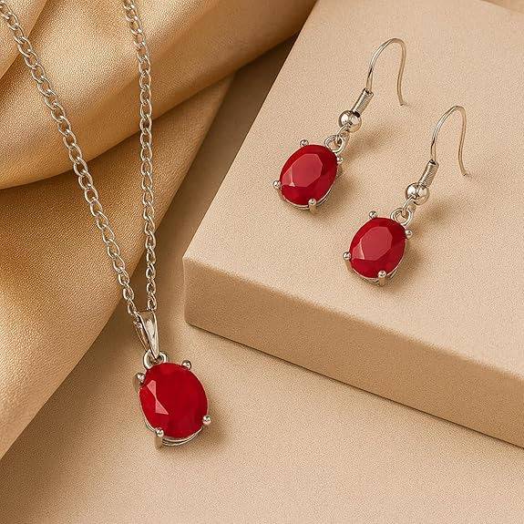 Sleek Ad Oval Pendant Set In Rhodium– Office & Daily Wear : AD-859-IRRBPDER