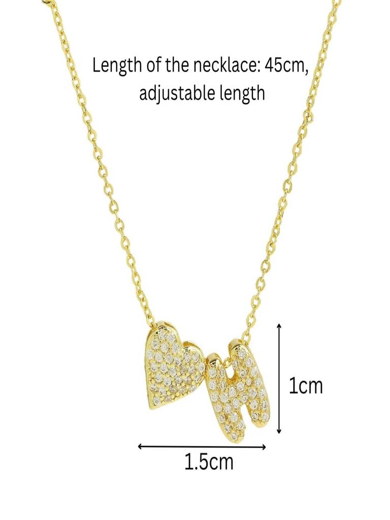 Reversible Initial Letter & Heart With Zircons Gold Plated Antitarnish Pendant : ABY0226P201GH