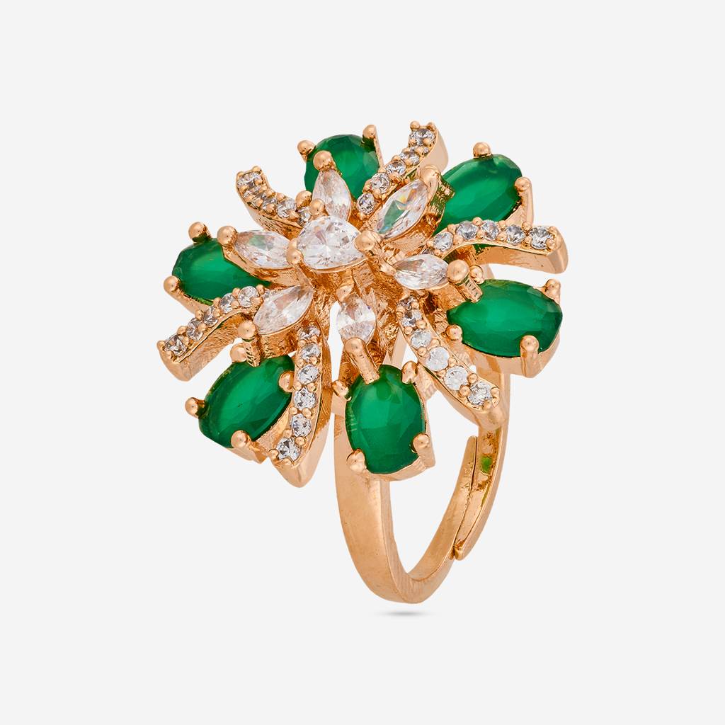 Plated Party Wear Zircon Finger Ring - 469721 : 469722