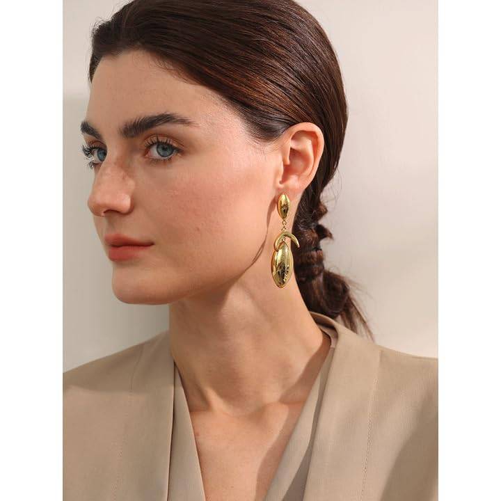 Mira Sculptures - Gold | 18K Gold Plated | Waterproof, Hypoallergenic & Anti-Tarnish : DSVDJY05250406