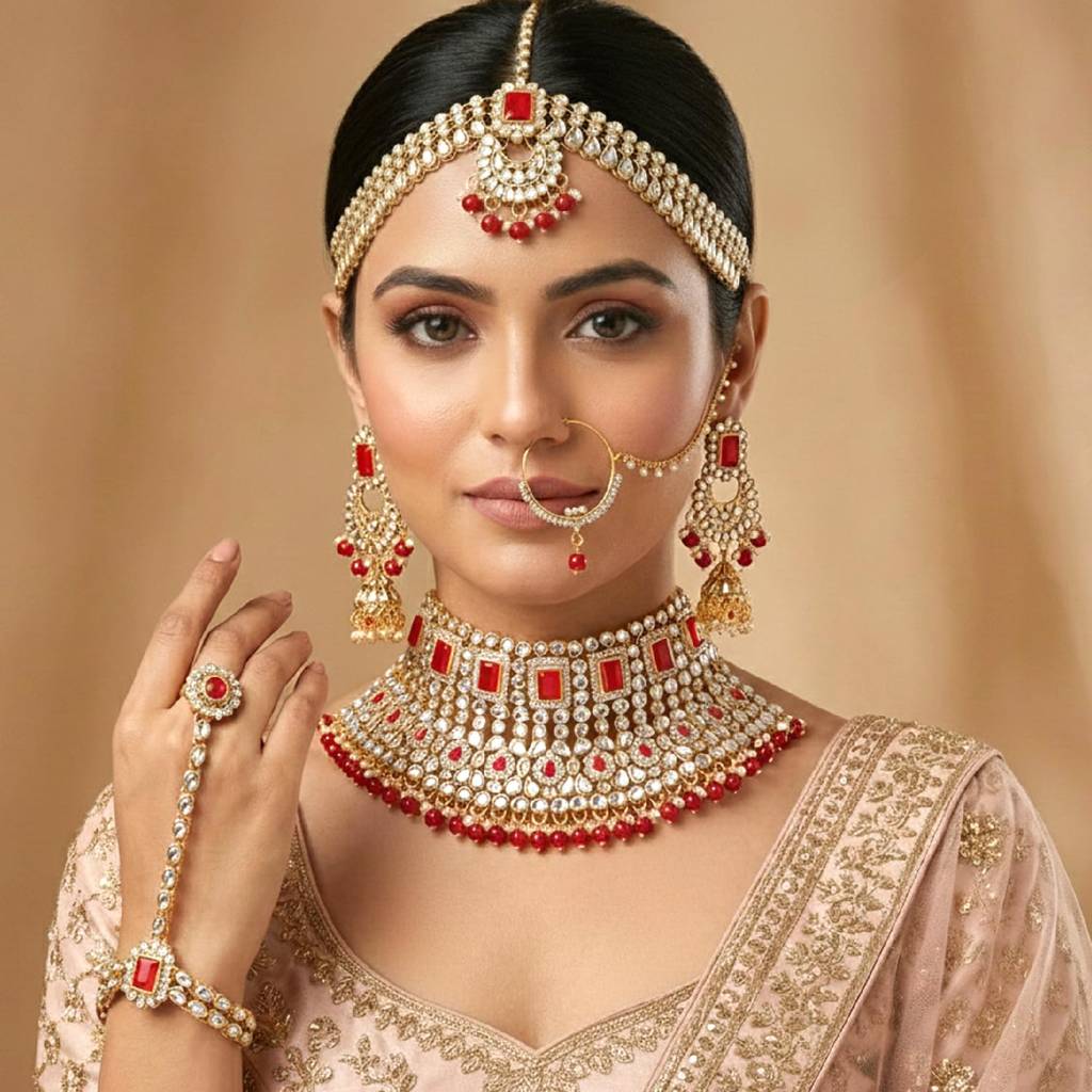 Jodha Akbar Style Choker Necklace Bridal Jewellery Set Gift For Women : PF36BRC02R