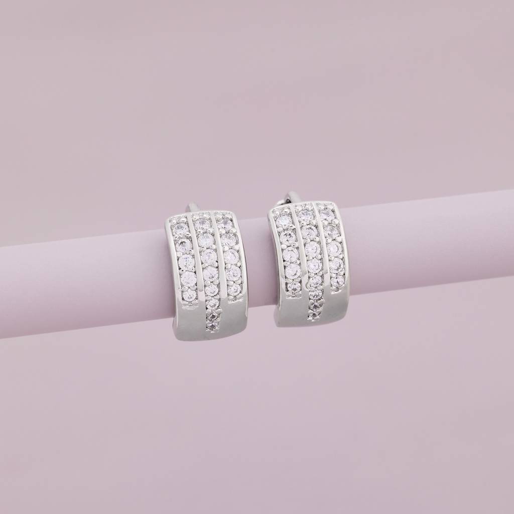 White Rhodium - Plated Casual Wear Trendy Zircon Earring - 460450 : 460450