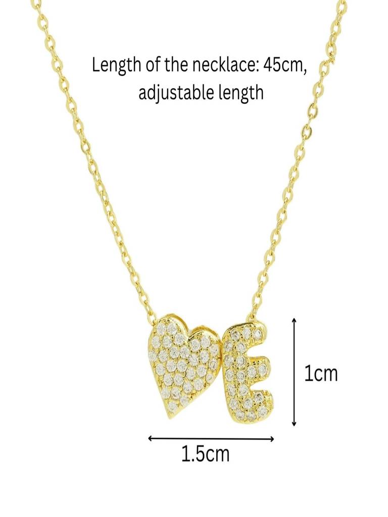 Reversible Initial Letter & Heart With Zircons Gold Plated Antitarnish Pendant : ABY0226P201GE