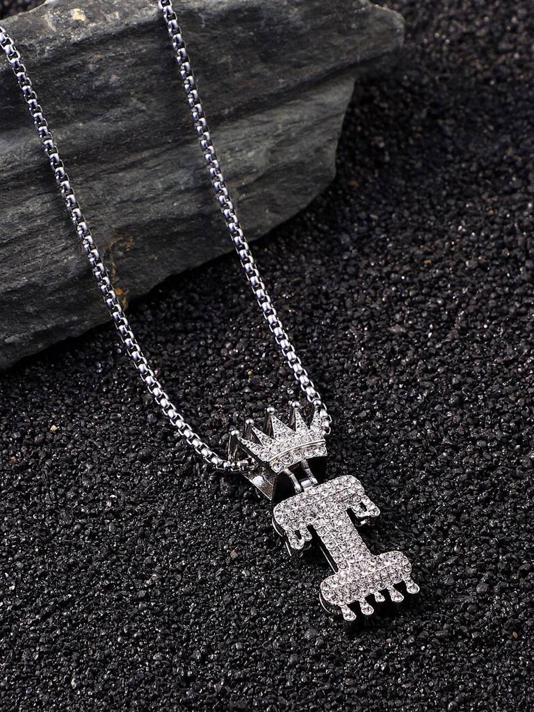 Men'S The Drip Alphabet Pendant Necklace - Metallic Silver : FANC1096-I