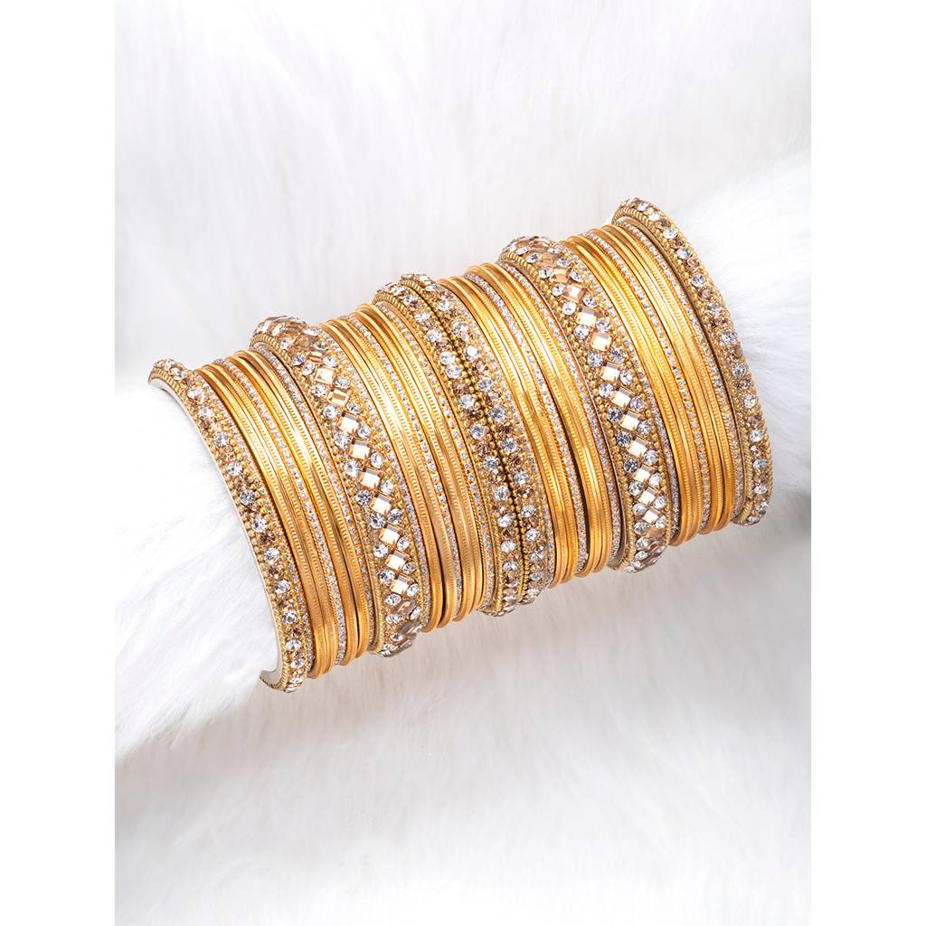 Diamond Metal Chuda Bangle Set Indian Traditional Bridal Wedding Fashion Jewellery For Women : PF51B36Y