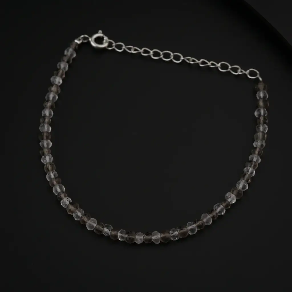 Smokey Quartz And Crystals Silver Bracelet : 40730519