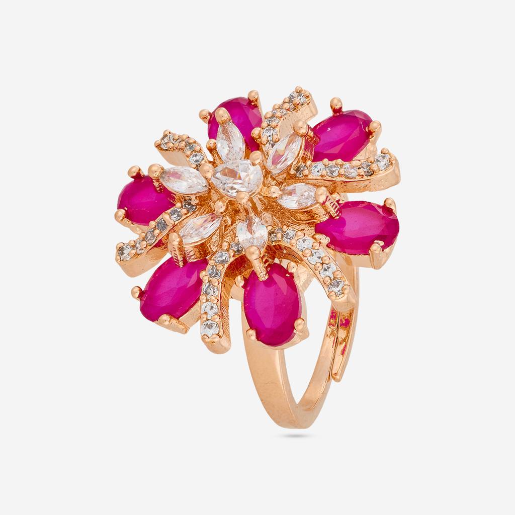 Plated Party Wear Zircon Finger Ring - 469721 : 469721