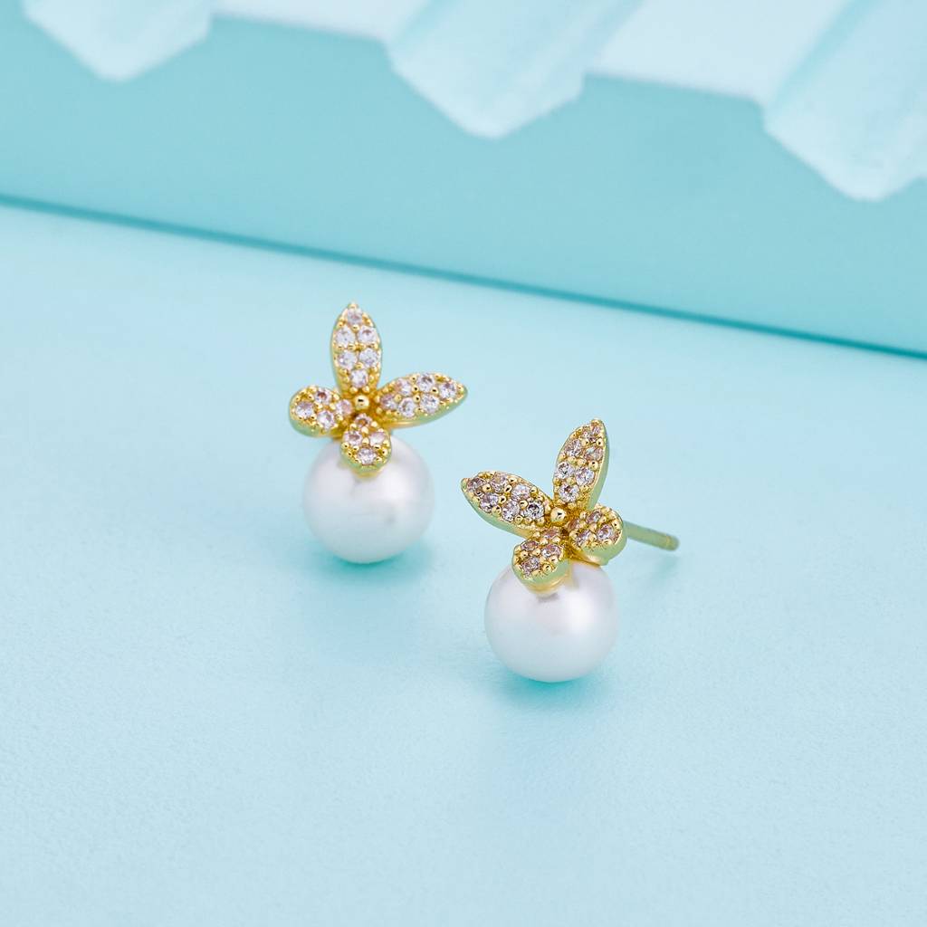 Pearl Gold - Plated Casual Wear Trendy Zircon Earring - 460168 : 460168