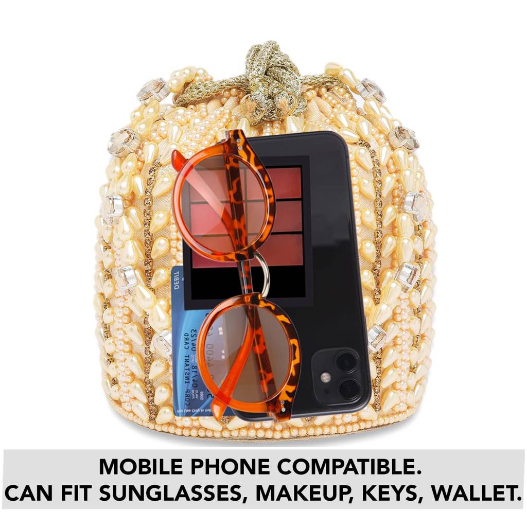 Potli Bags For Women Evening Bag Clutch Ethnic Bride Purse With Drawstring(P36Crm) : P36CRM