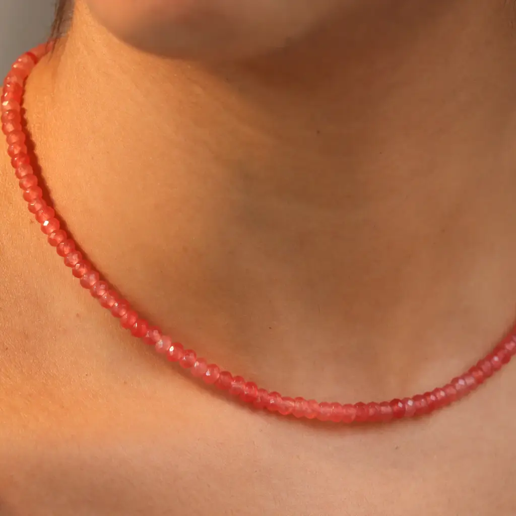 Pink Sapphire Silver Necklace : 71243927