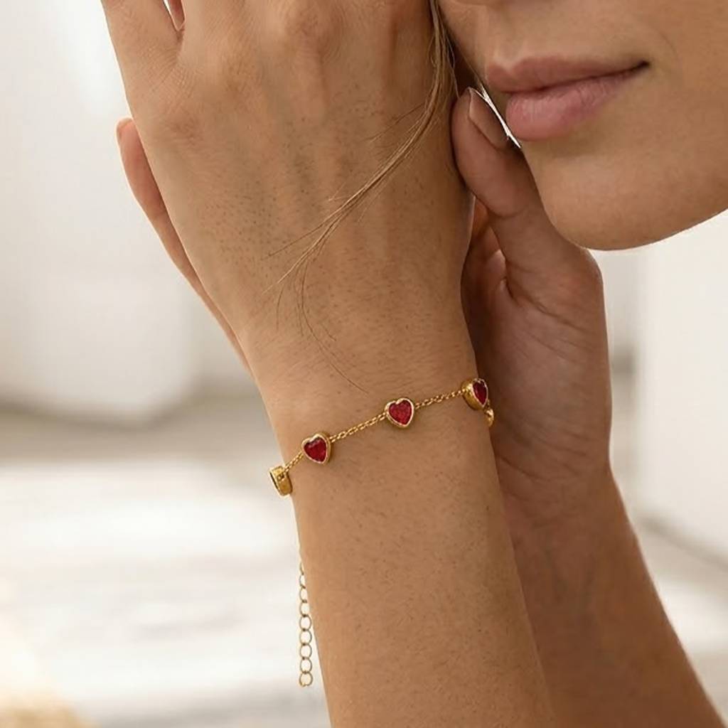 Rani Pink Heart Shape Stone Openable Bracelet For Women & Girls | Gold Plated | Crystals Studded | Festive Stylish : PX9B223RP