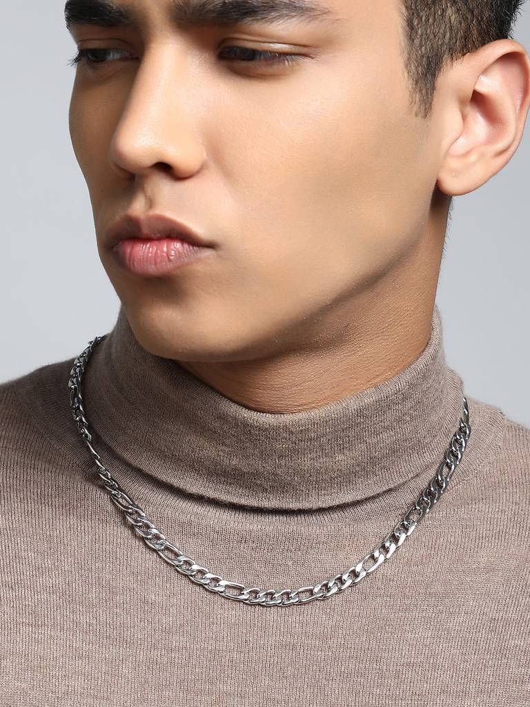 Men'S The Flatten-Link Chain Necklace - Metallic Silver : FANC1207