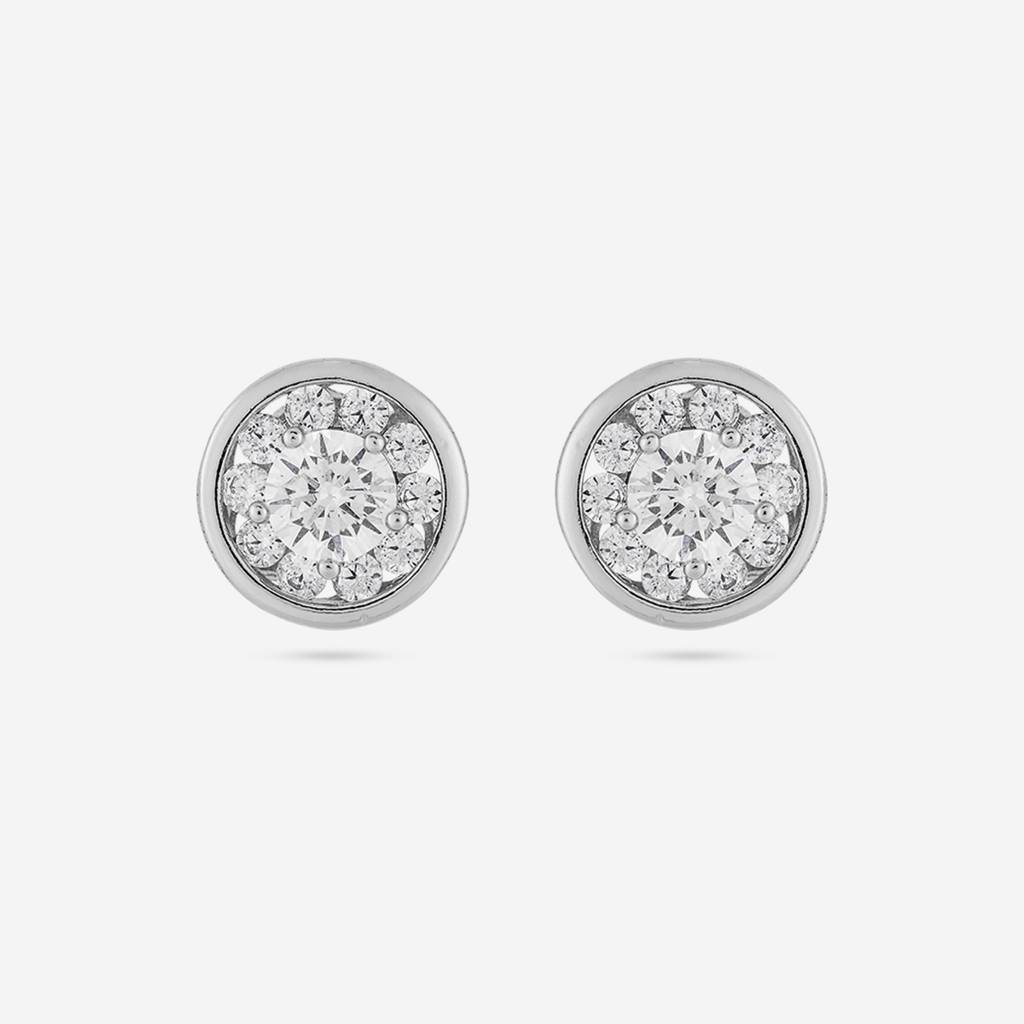 White - Plated Casual Wear Trendy Zircon Earring - 467182 : 467182