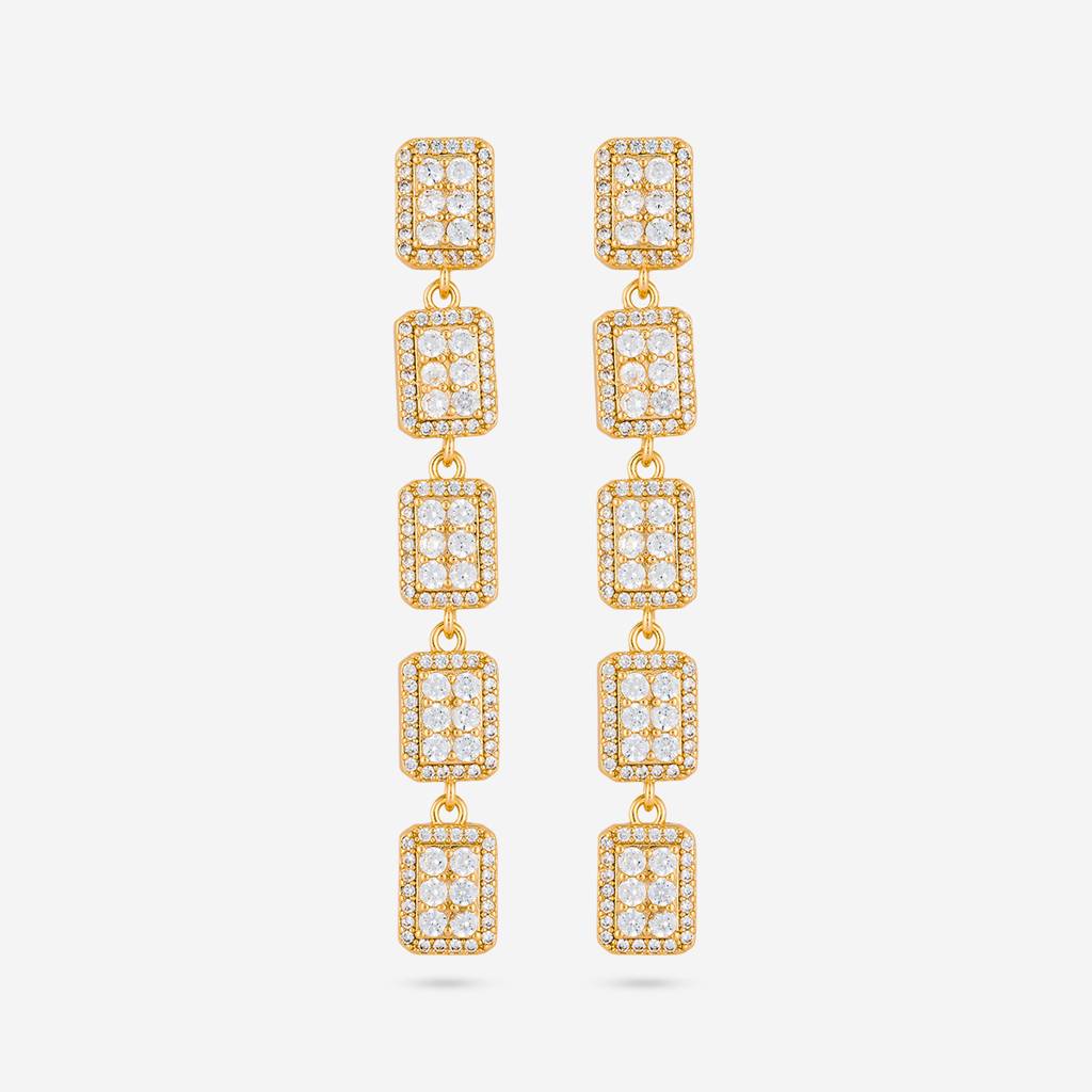White - Plated Casual Wear Trendy Zircon Earring - 466908 : 466908