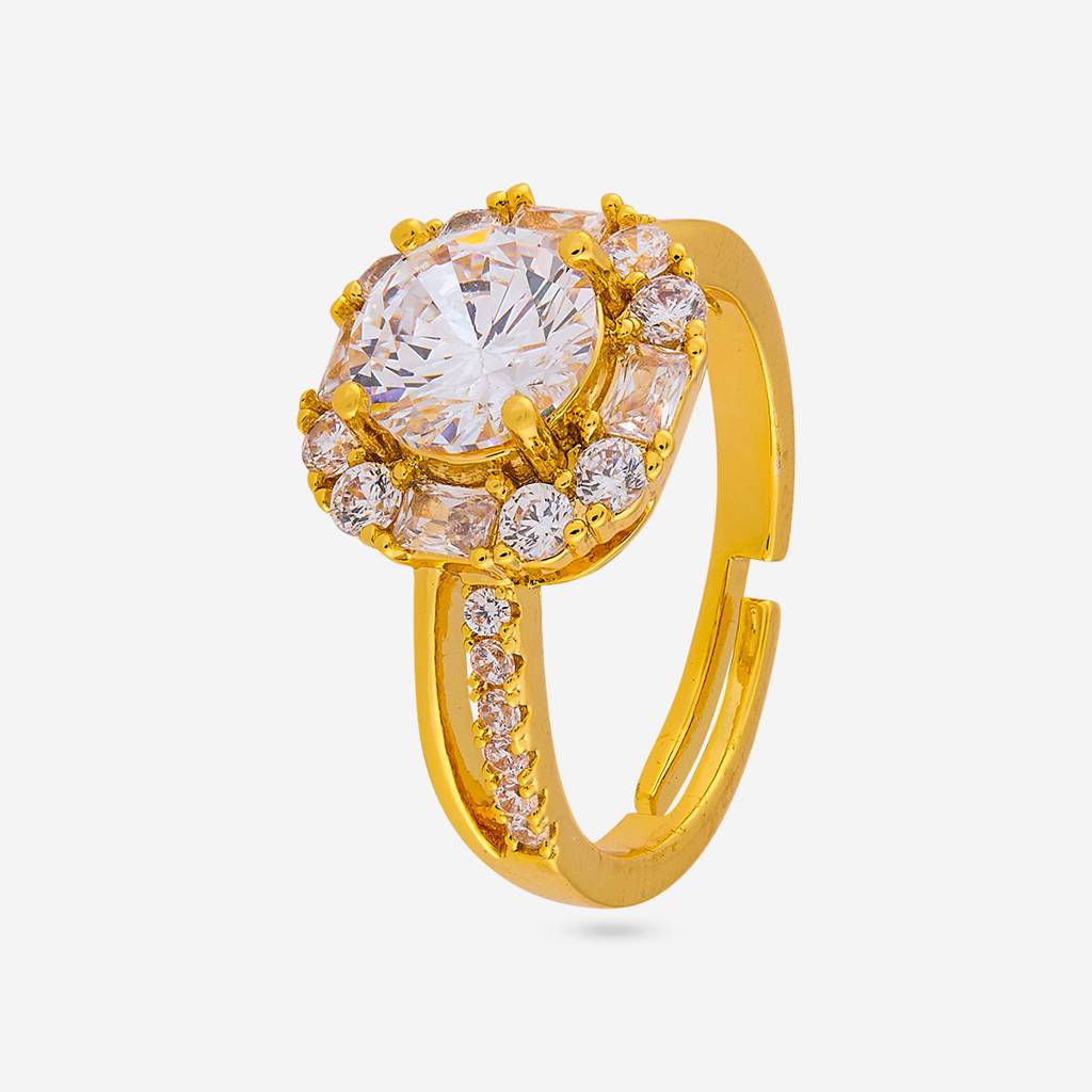 White -Gold Plated Party Wear Trendy Zircon Finger Ring - 476434 : 476434