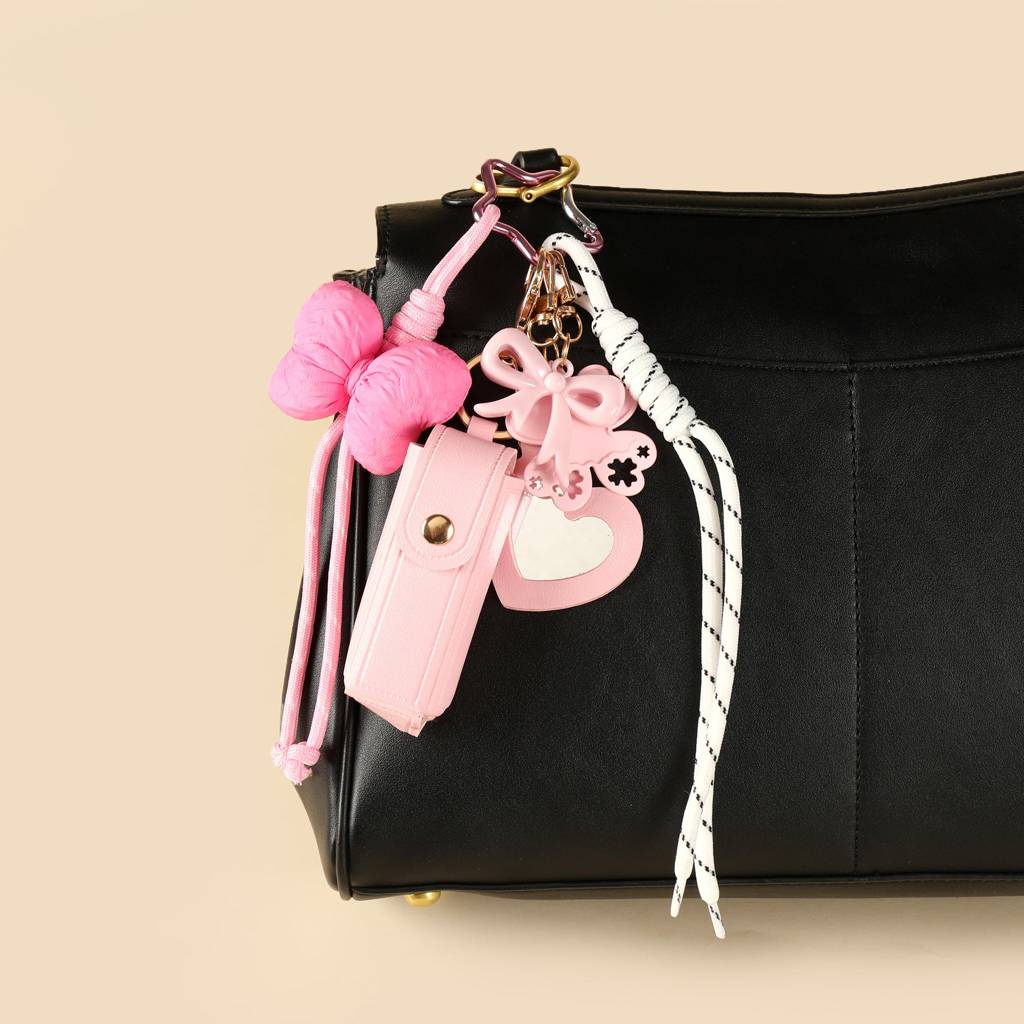 Gingham Bow Lipstick Case Bag Charm : C-BG-0088-PK