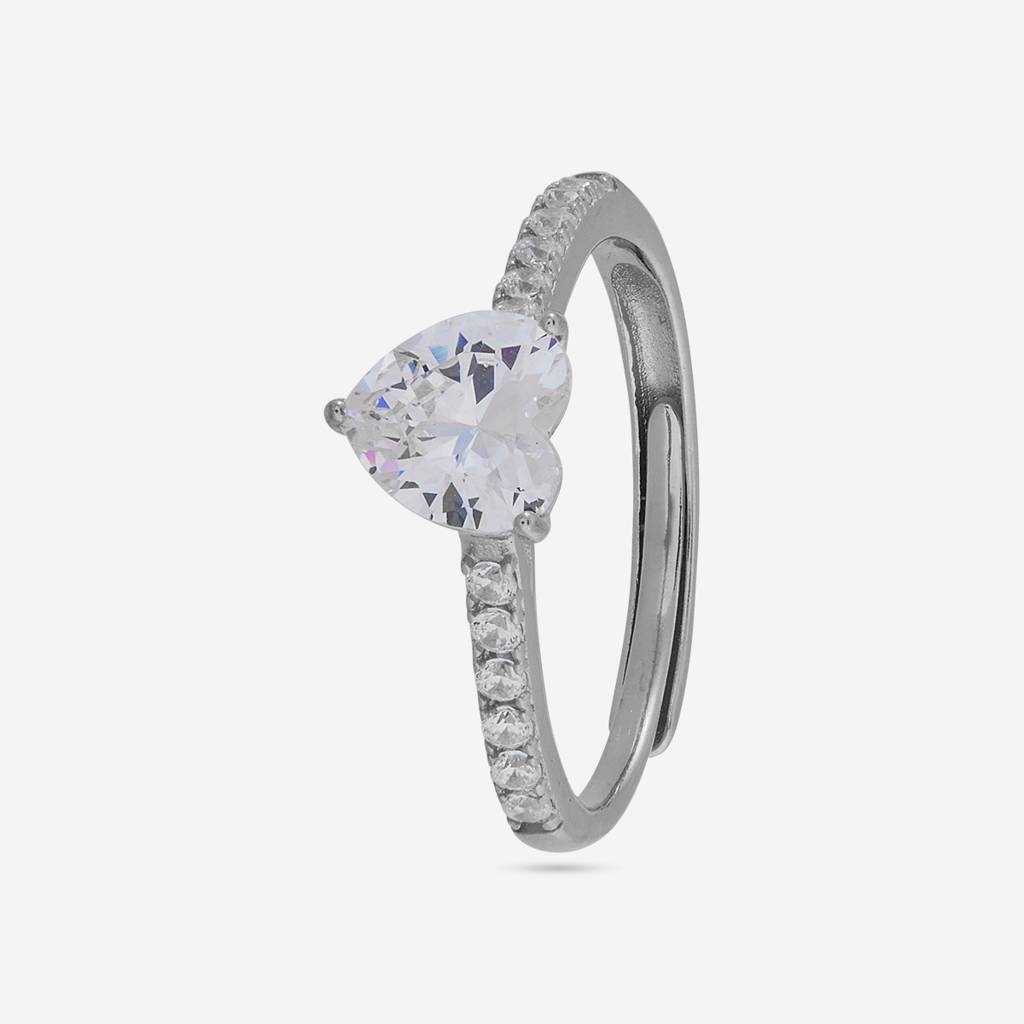White - Plated Office Wear Silver Finger Ring - 473309 : 473310