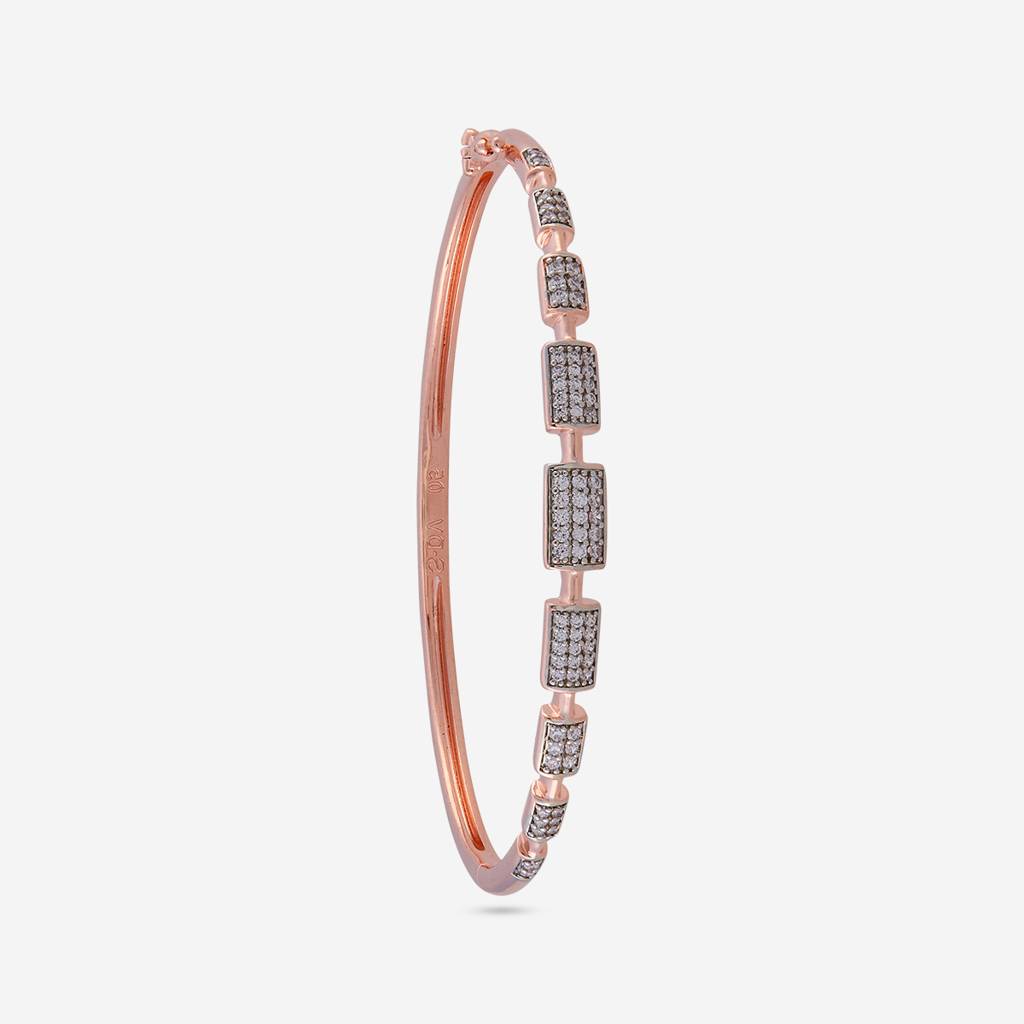 White Rhodium-Rose Gold - Plated Party Wear Zircon Kada - 474032 : 474032