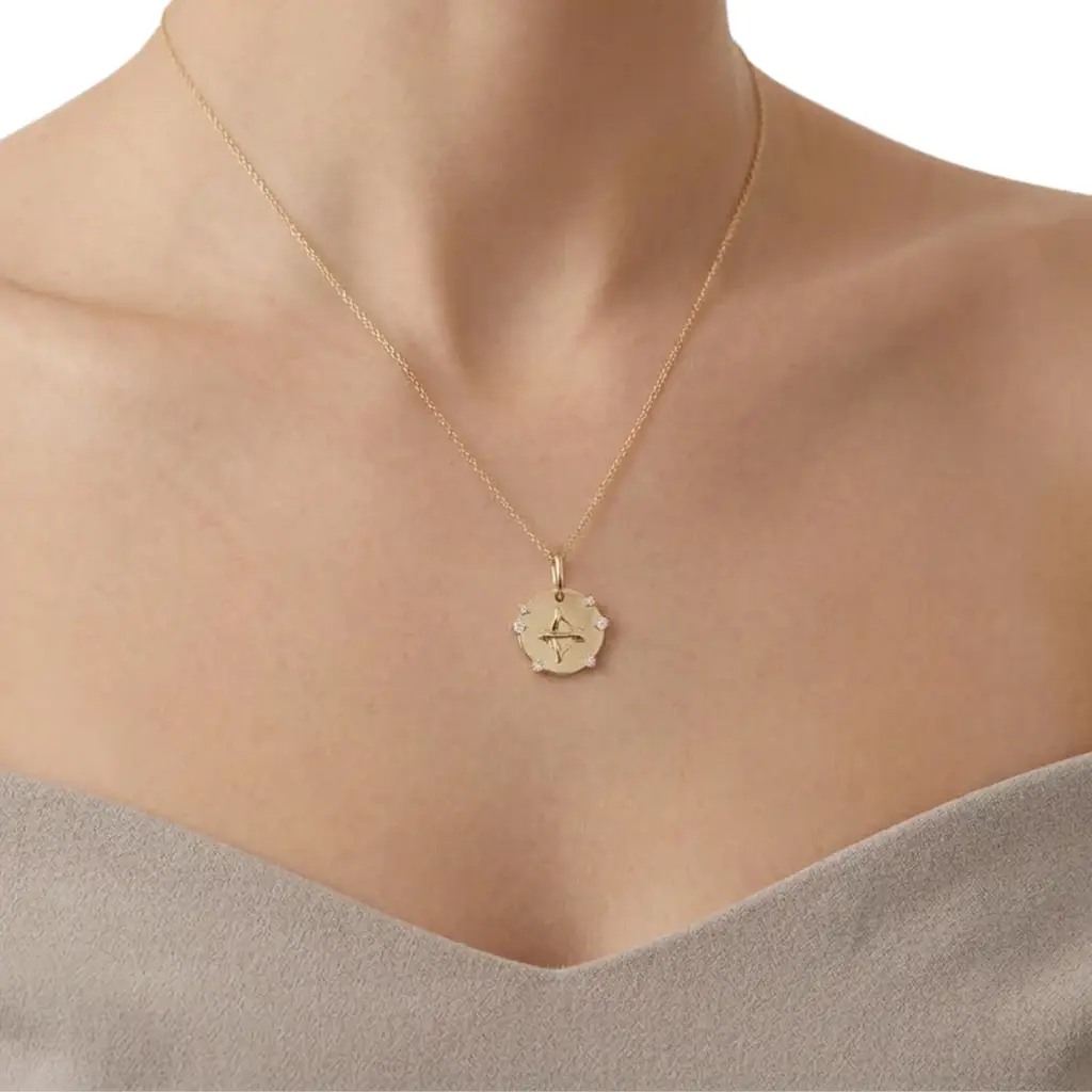 Sagitta Voyage | Sagittarius Charm Semi Silver Pendant Necklace : VZD01-SGTR-SM-C