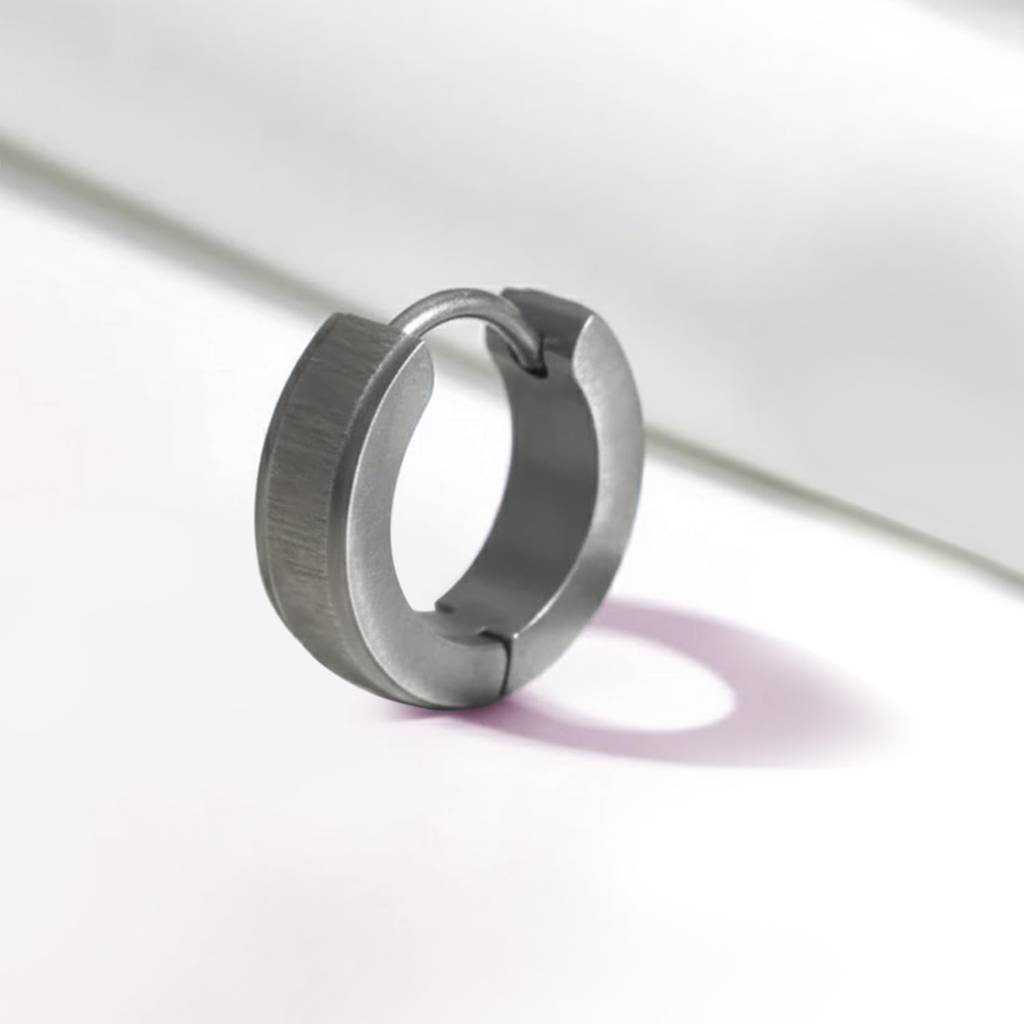 Silver Plated Stainless Steel Hoop Huggie Earrings Jewellery For Men & Boys (1 Pc) : PX9ME63-S