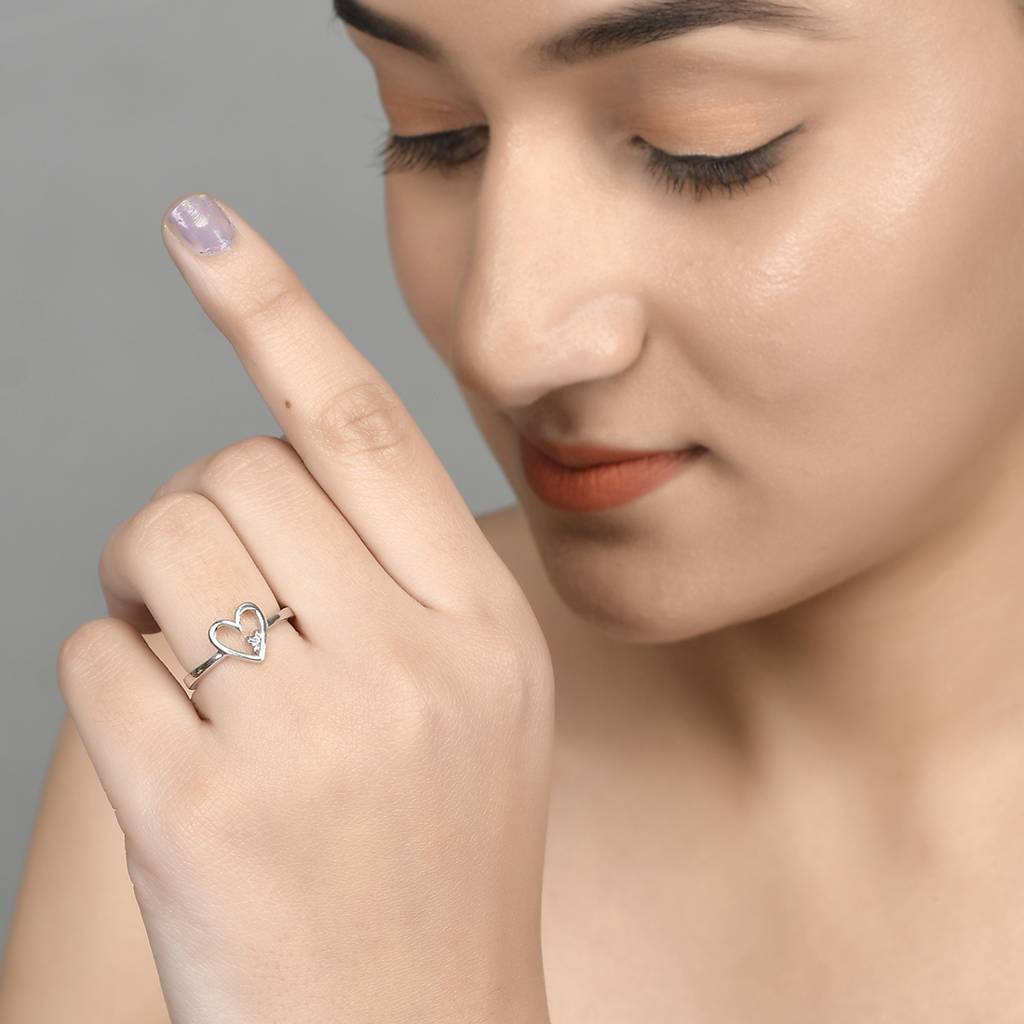 925 Sterling Silver Valentine'S Day Collection Heart And Clover Ring : 8905124492491