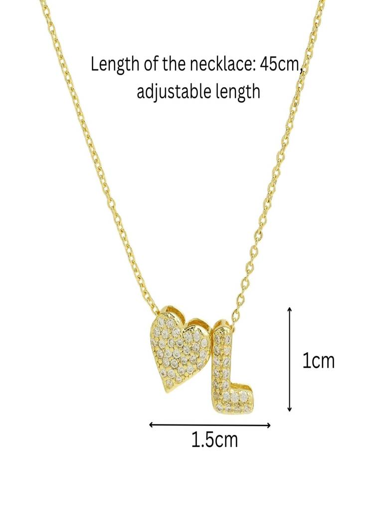 Reversible Initial Letter & Heart With Zircons Gold Plated Antitarnish Pendant : ABY0226P201GL