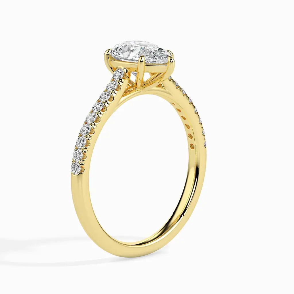 1 Carat Pear Solitaire Ring In Diamond Band : 09kRoseZNR124F10