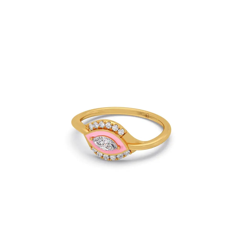 Cotton Candy Marquise And Round Diamond Ring : LJ-R00787-14YGLGD-10