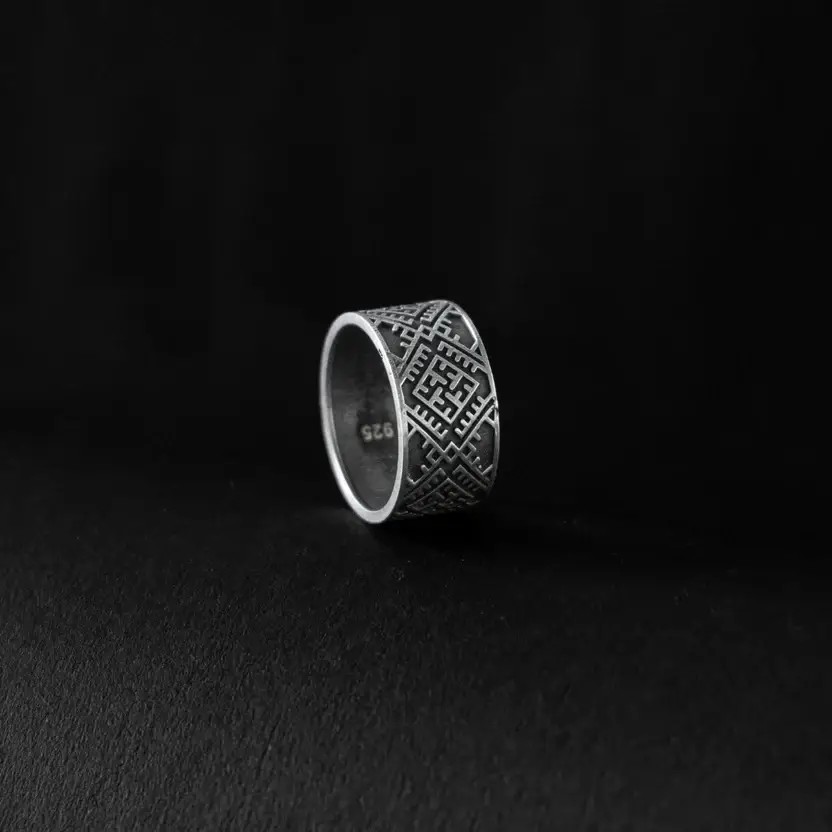 Swastik Silver Band : ZV-RNG-SWS-007-B