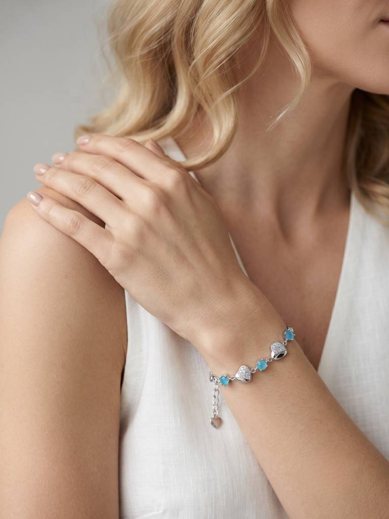 925 Silver Aquelle Infinity Heart Bracelet For Women : BR-84