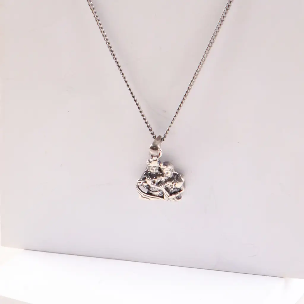 Silver Radha Krishna Pendant Necklace : 14549143