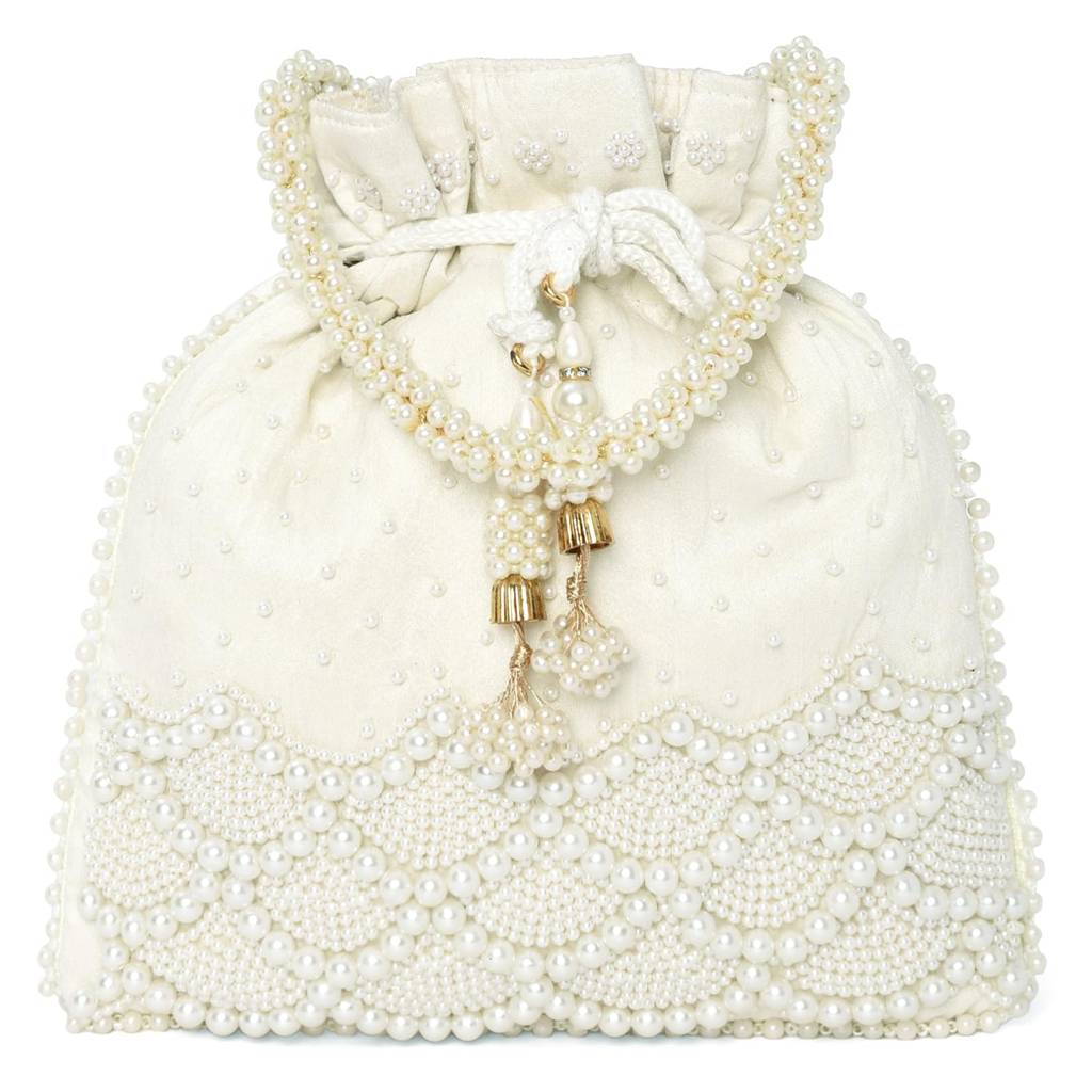 Potli Purse For Women Handmade Handbag Stylish Bridal Fashion Ethnic Wristlet Bag For Girls : P204W
