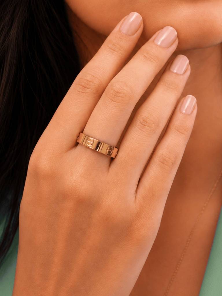 18K Gold Plated Stainless Steel Waterproof & Anti-Tarnish Golden Rivet Ring : R99SJSS6G