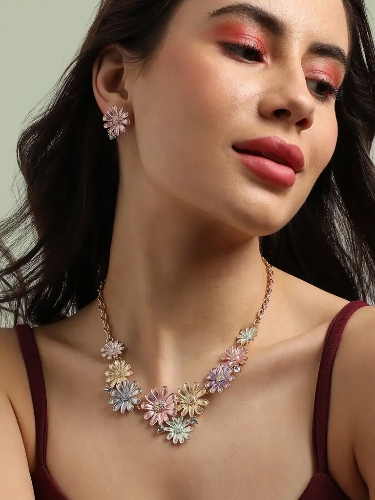 Baligha-Women'S Multicolour Pastel Flora Jewellery Set : SOHIJS9787