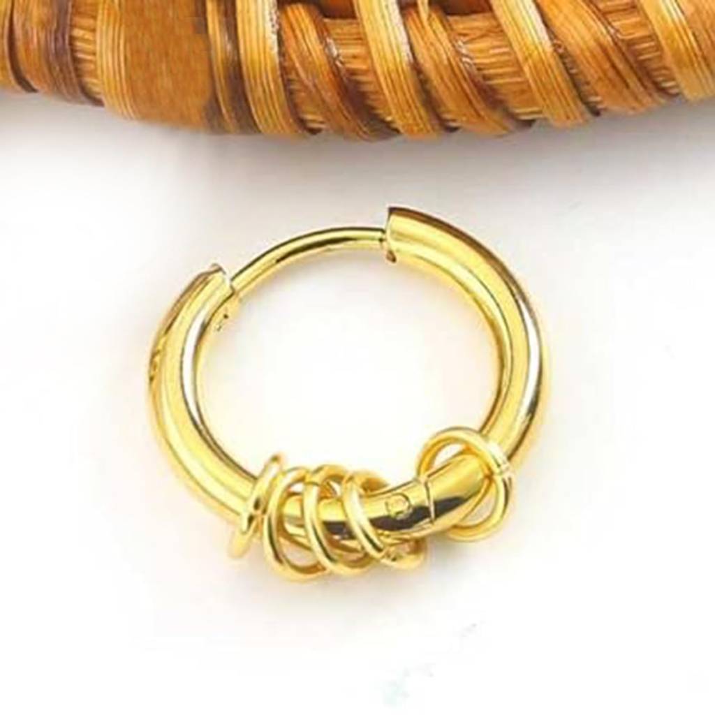 Gold Plated Stylish Hoop Huggie Bali Earrings Fashion Jewellery Gift For Men & Boys : PX9ME62G-S