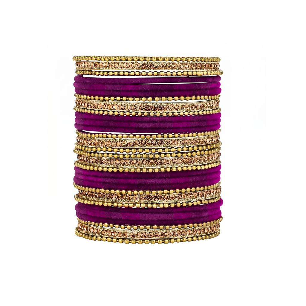 Purple Gold Plated Ethnic 2.6 Inch Bangle Set For Women & Girls : PF51B34P-6