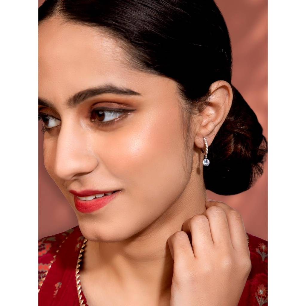 Crystal Studded Fancy Hoop Earrings Fashion Jewellery For Women & Girls : PX9E18S