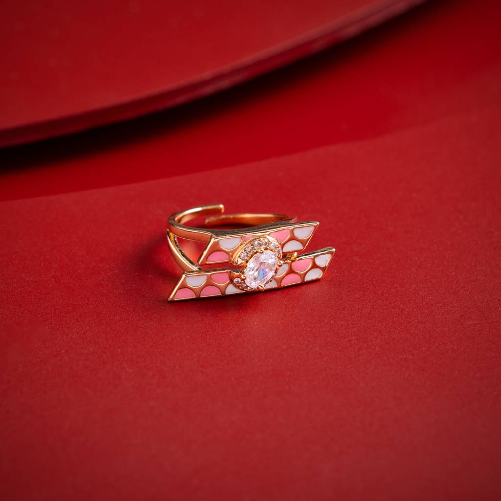 Plated Party Wear Zircon Finger Ring - 448618 : 448619