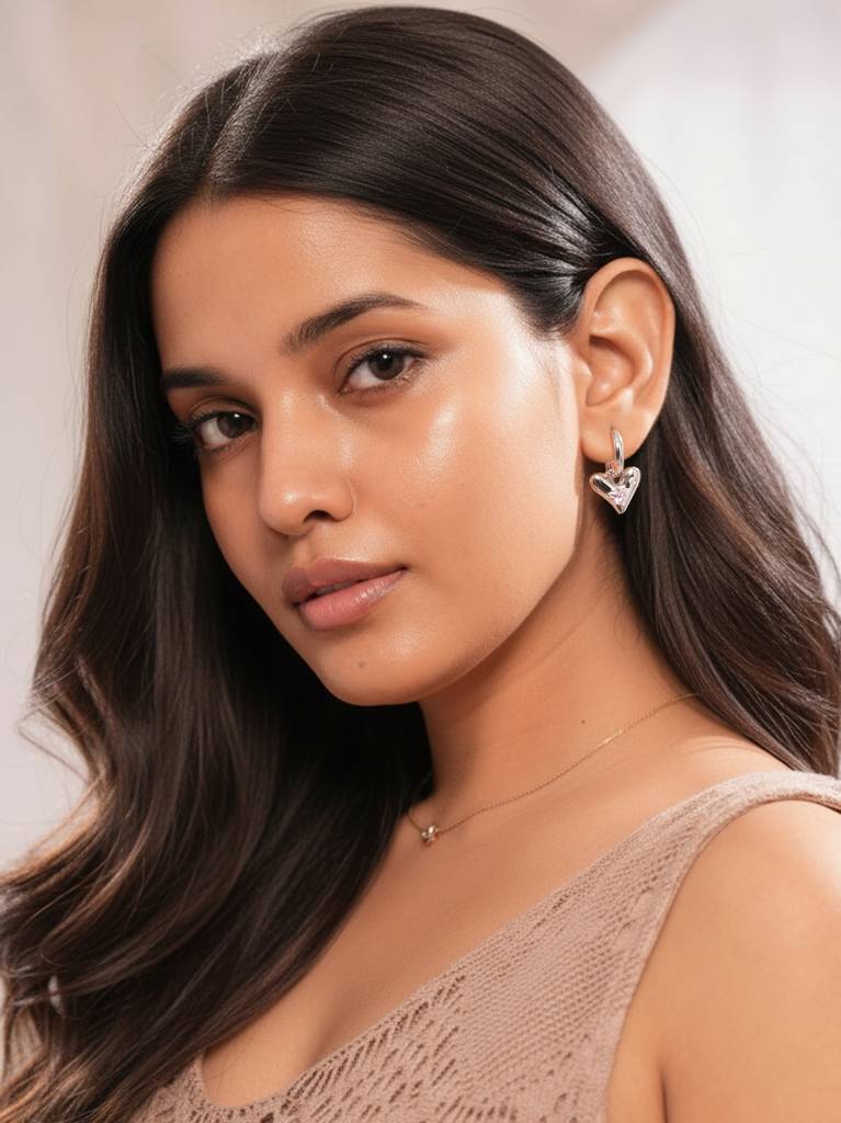 Silver Halo Heart Hoops : Z-ER-SP-028