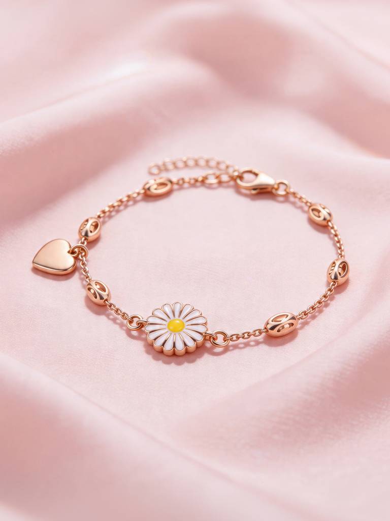 Silver Rose Gold Daisy Kids Jewellery : XKDR24