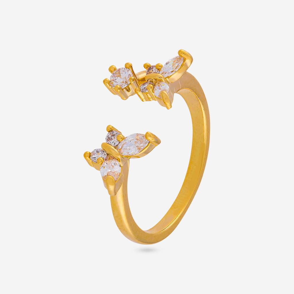 White -Gold Plated Party Wear Trendy Zircon Finger Ring - 476447 : 476447